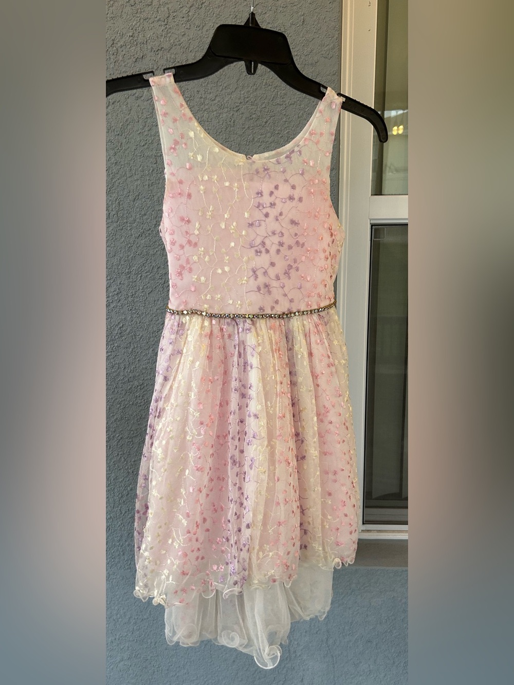 Girl’s American Princess Floral Embroidered Hi-Low Whimsical Dress Size 10